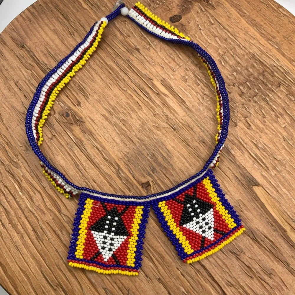 Handmade Beaded Traditional Eswatini Known as Ligcebesha Necklace